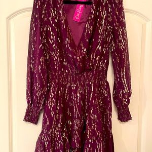 Lilly Pulitzer Cristiana Silk Dress Cherry Ganache Fish Clip Chiffon Size 10 NWT